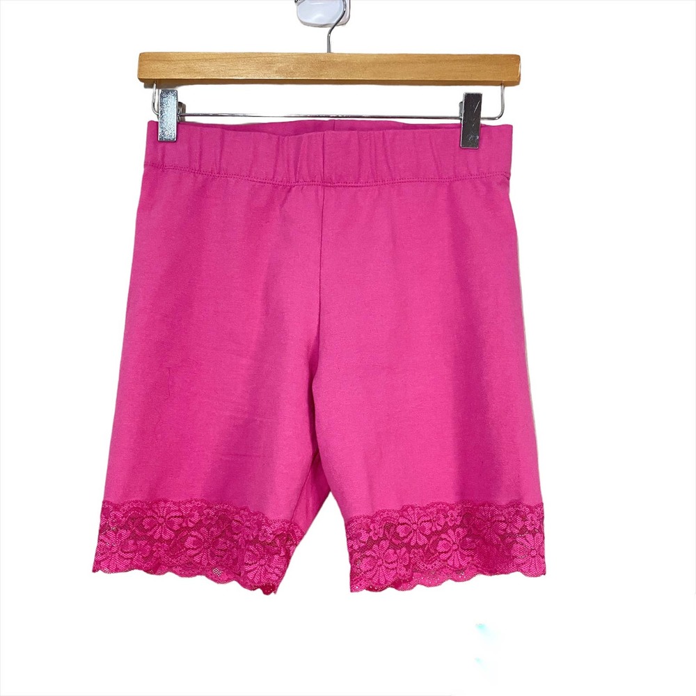 Fct Basics pink lace trim biker womens shorts size large